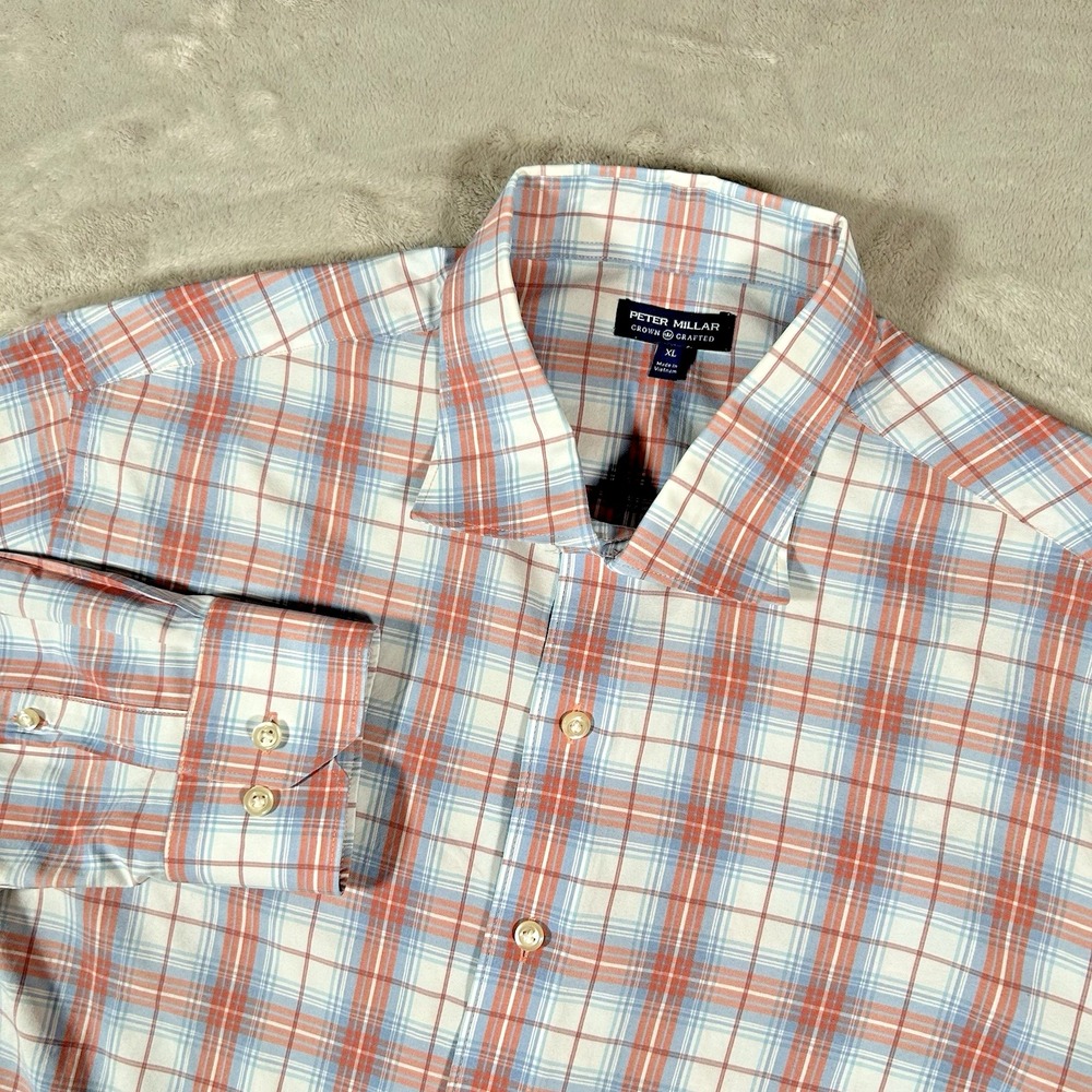 Peter Millar Crown Crafted Mens XL Multi Plaid Button Up Long Sleeve MS25XK33
